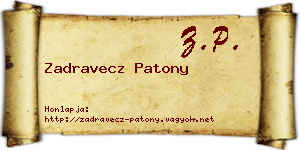 Zadravecz Patony névjegykártya